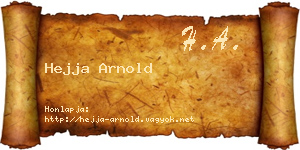 Hejja Arnold névjegykártya